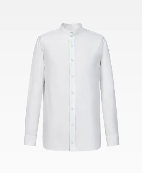 Stand Collar Three-Button Oxford Shirt