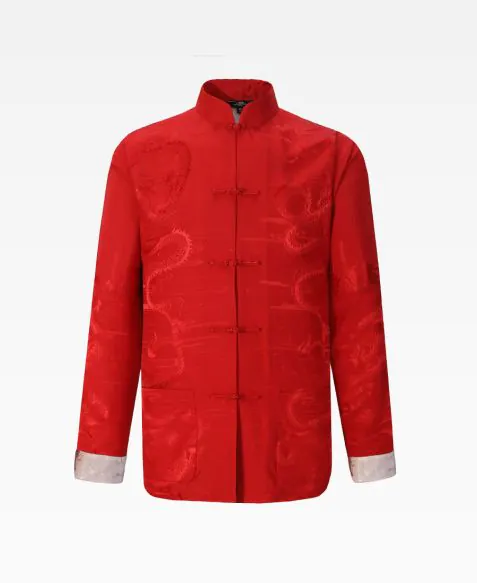 Mandarin Collar Dragon Jacquard Silk Tang Jacket