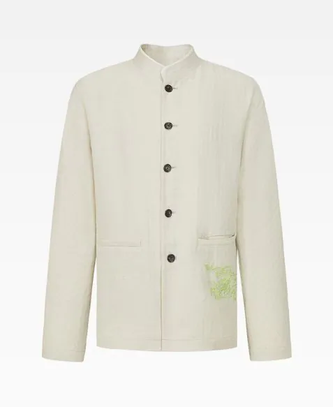 Wool-Linen Jacket With Dragon Embroidery
