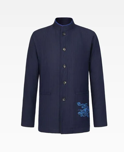 Wool-Linen Jacket With Dragon Embroidery