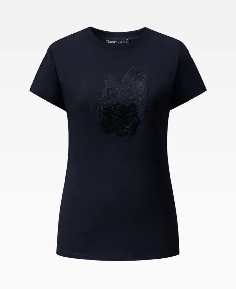 SHANGHAI TANG x JACKY TSAI Embroidered T-Shirt with butterfly sleeve