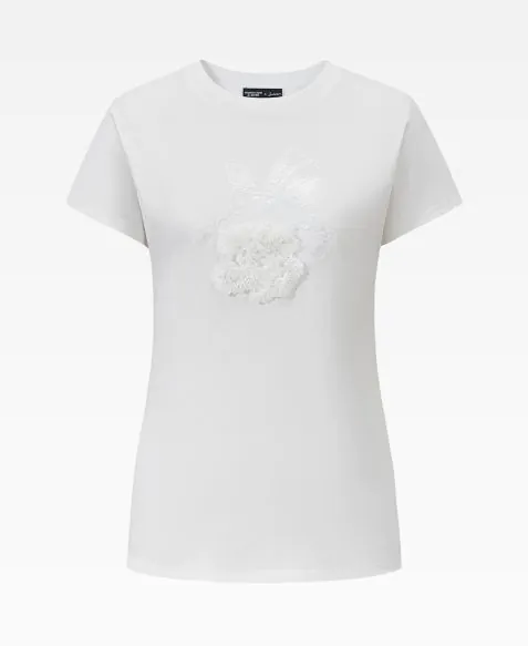 SHANGHAI TANG x JACKY TSAI Embroidered T-Shirt with butterfly sleeve