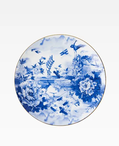 Shanghai Tang x Jacky Tsai Blue and White Bone China Plate