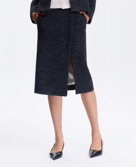 Front-Slit Midi Skirt