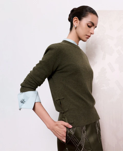 Side Frog-Button Sweater