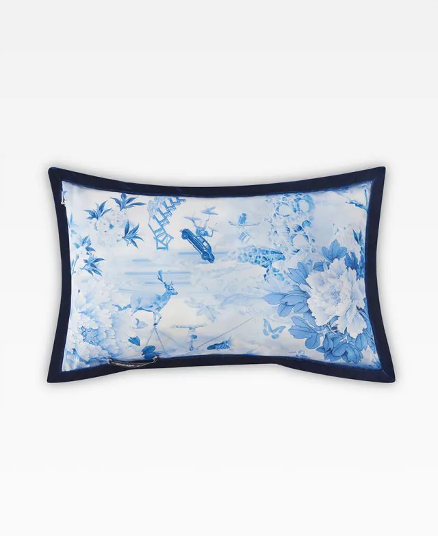 Shanghai Tang x Jacky Tsai Blue and White Silk Cushion