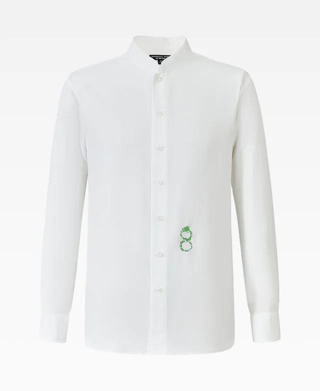 Tang Mandarin Collar Shirt with dragon embroidery