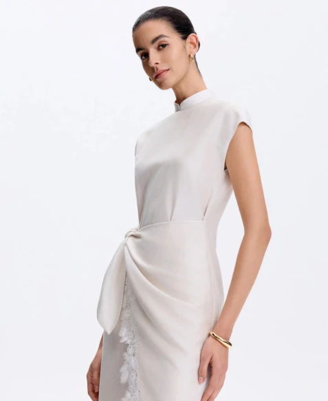 Side-Tie Lace-Hem Dress