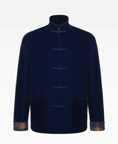 Velvet Tang Jacket With Dragon Jacquard Silk Lining