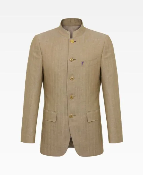 Summer Wool Five-Button Mandarin Collar Jacket