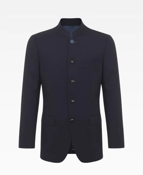 Light Wool Five-Button Mandarin Collar Jacket