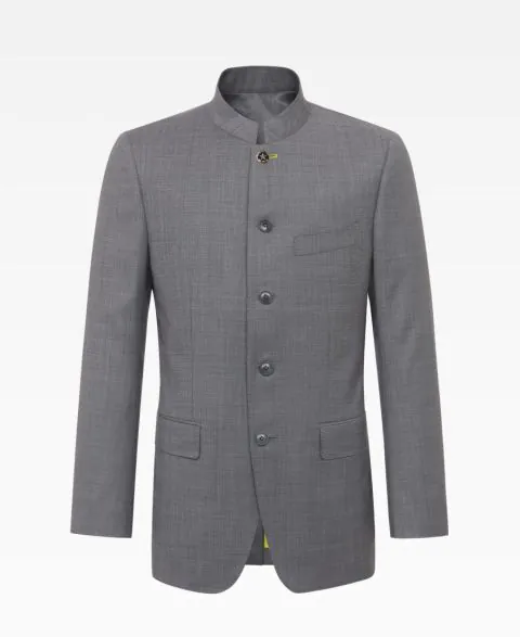 Light Wool Five-Button Mandarin Collar Jacket