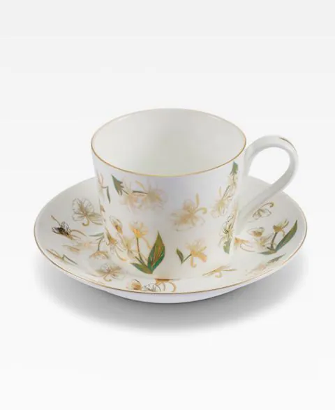 Ginger Flower Fine Bone China Coffee Cup And Saucer Set