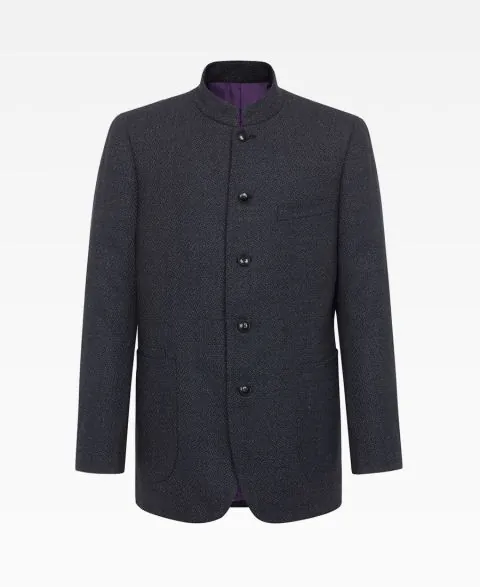 Wool 5 Button Mandarin Collar Jacket