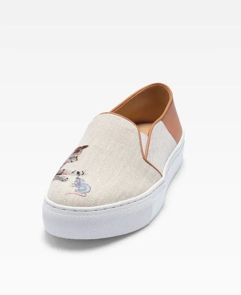 Catch Me If You Can Women Embroidered Linen Platform Slip-Ons