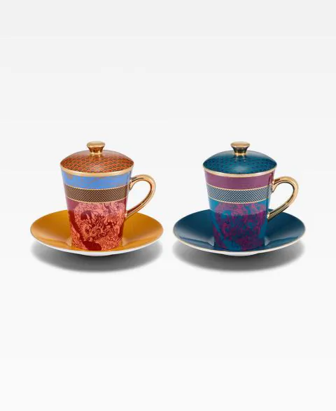 Vivid Dragon Espresso Cup And Saucer Set Of Two