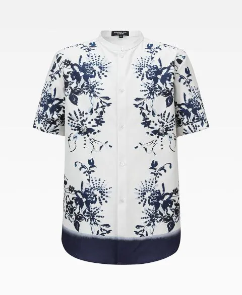 Tang Hollyhock Flower Print Silk-Cotton Shirt