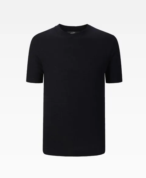 Wool T-Shirt With Overlapped Ribbing