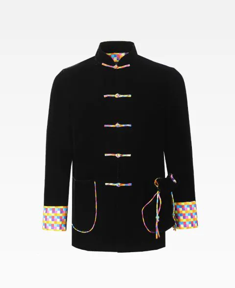 Black Velvet Tang Jacket With Colourful Lining
