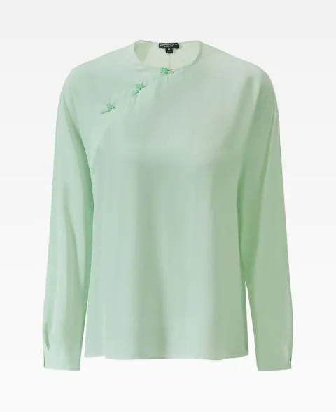 Tang Silk Blouse With Jade Button Detail