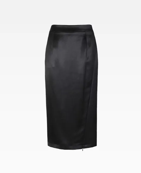 Silk Split Hem Midi Skirt