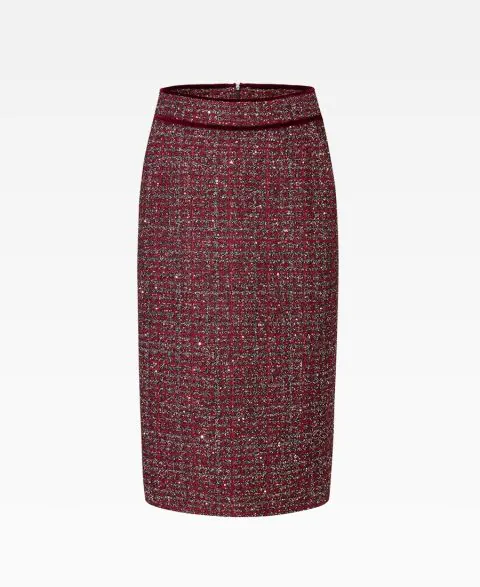 Tailored-Fit Tweed Midi Skirt