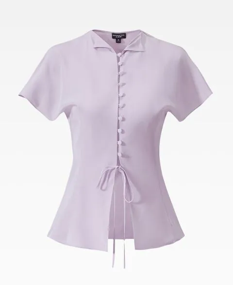 Tang Silk Shirt With Lace-up Details