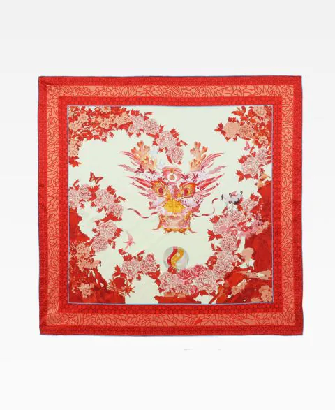 Shanghai Tang x Jacky Tsai Flower Dragon Silk Foulard