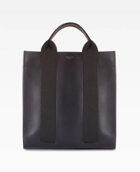 Leather North South Tote